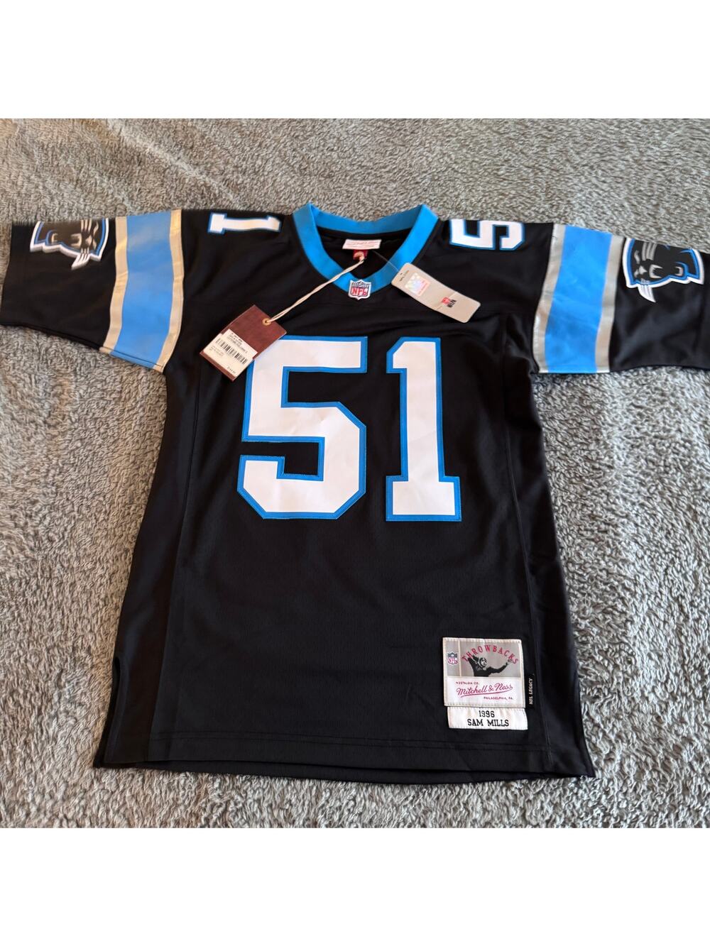 NWT Authentic Mitchell & Ness Sam Mills NFL Carolina Panthers 1996 Jersey 36 S